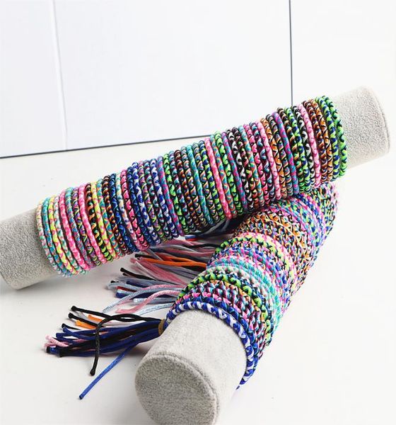 

fashion colorful ethnic cuff bracelets braided rope jewelry wristband for men women friendship lovers gifts whole 50pcslot5522785, Golden;silver