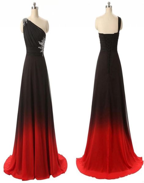 

black red omre gradiant one shoulder evening prom dress real pos crystal chiffon backless party formal gowns pageant dress5138304