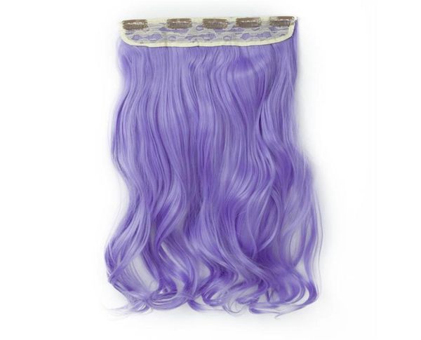 

5clips one pieces synthetic clip in hair extensions ponytails big wavy hairpieces 22inch 120g for women2693937, Black;brown