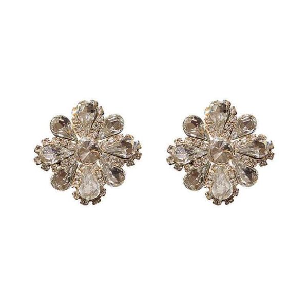 

925 silver full diamonds flower charms earring vintage temperament earrings simple fashion personality earrings3026108, Golden