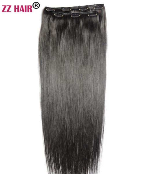 

16quot28quot 100g two piece set 100 brazilian remy clipin human hair extensions 2pcs natural straight4825170, Black;brown
