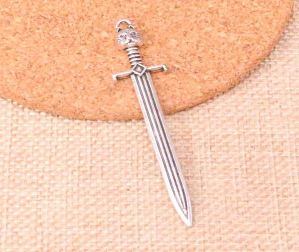 

30pcs charms sword cat 6615mm antique making pendant fitvintage tibetan silverdiy handmade jewelry6488914, Bronze;silver