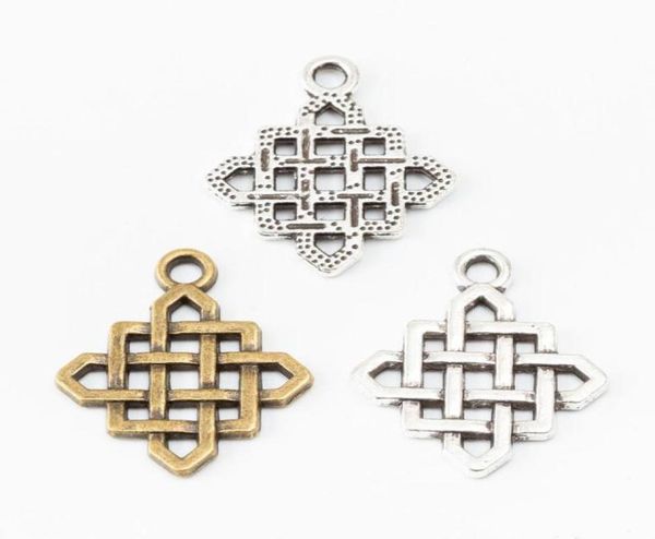 

50pcs 2521mm silver color chinese knot dangle charms antique bronze metal pendant for bracelet earring necklace diy jewelry4077221, Bronze;silver