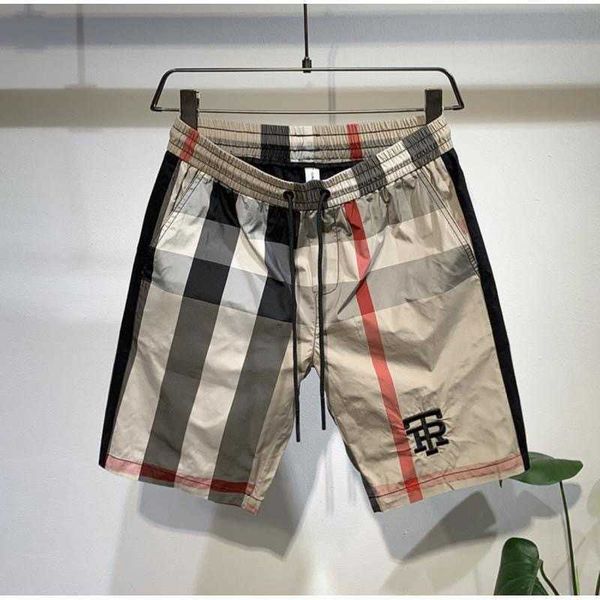 

shorts men's big underpants summer ice silk thin men's embroidery casual net red fast dry grid five part beachwear, White;black
