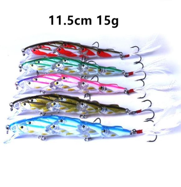 

5 color mixed 115cm 15g minnow hard baits lures fishing hooks 6 treble hook fishhooks pesca tackle kl4938852987259109