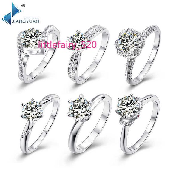 

band rings new trendy white gold plated 925 sterling silver 1ct 6.5mm moissanite engagement rings