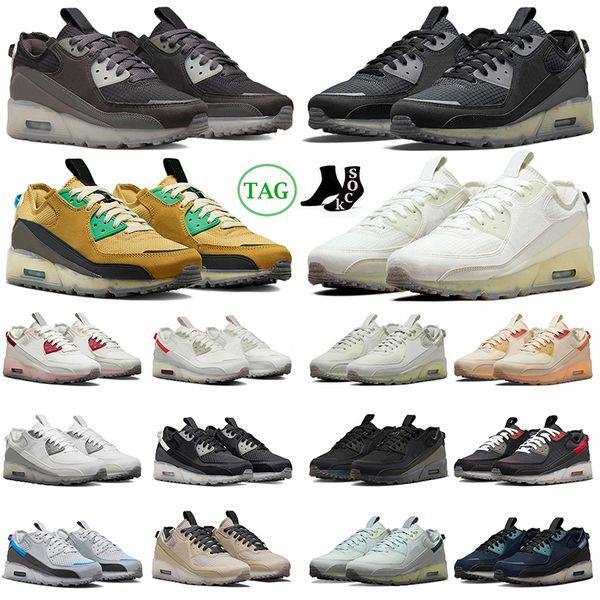 

90 terrascape running shoes for men women 90s sail black anthracite bred thunder grey pomegranate mens trainers outdoor sports sneakers disc, White;red