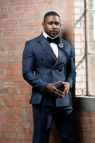 

handsome double-breasted groom tuxedos peak lapel groomsmen man suit mens wedding/prom/dinner suits bridegroom jacket pants tie b271512118, Black;gray