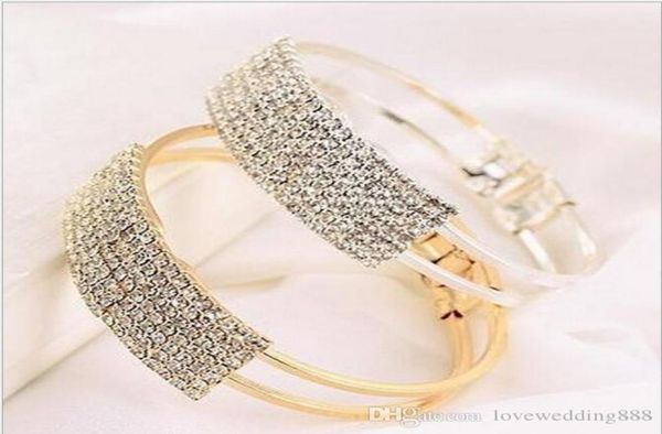 

fashion bling bling shiny wedding bracelets cuffs crystal bridal jewelry set include bracelet 2018 bridal accessories6968835, White