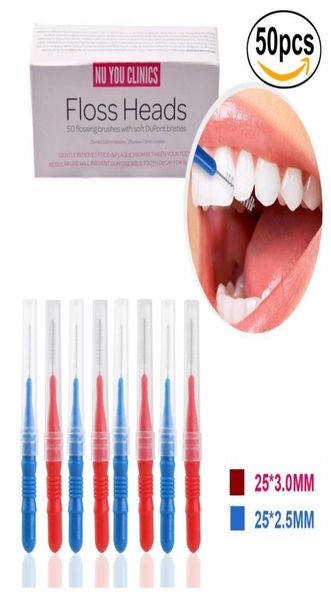 

50 pcspack tooth brush flossing head oral hygiene dental flosser interdental brush toothpick healthy for teeth head tooth pick3175487