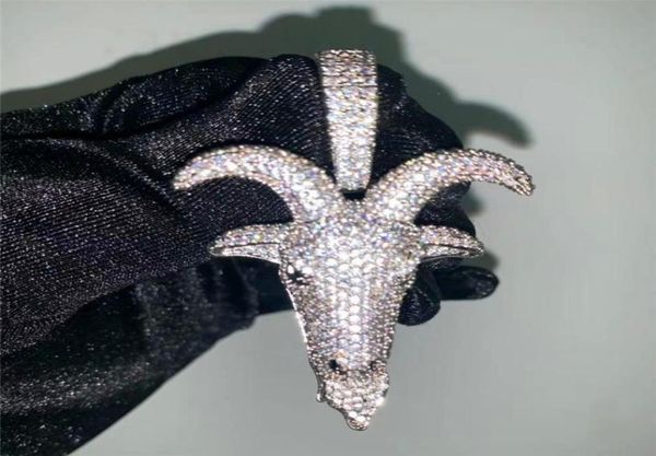 

new arrived microinlaid zircon goat head pendant necklace iced out full zircon mens hip hop jewelry gift4006366, Silver