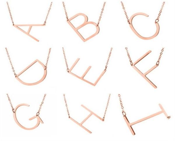 

26 az letter initial pendant necklaces for women girls gold rose gold silver color long big letter pendant necklace statement jew6719174