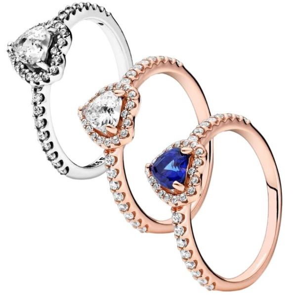

925 sterling silver jewelry lofty heart cubic zirconia ring in rose 18k gold plated lovers ring valentine's day6104971, Slivery;golden