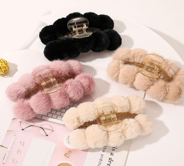 

fashion women hair clips korean style clamps elegant furry hairpins winter soft warm plush hair claws hair accessories6239519, Slivery;golden