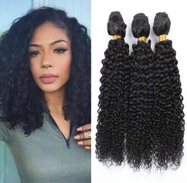 

indian brazilian peruvian malaysian 9a virgin human hair wefts kinky curly hair natural color 3 bundles fast 9872525, Black;brown