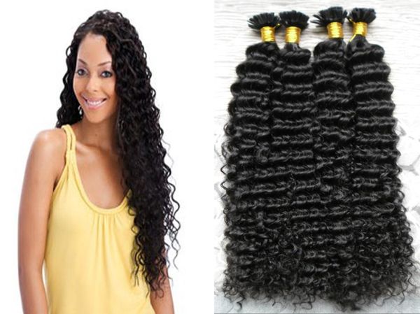 

brazilian kinky curly fusion hair extensions 200g keratin human fusion hair nail u tip 100 remy human hair extensions5567708, Black