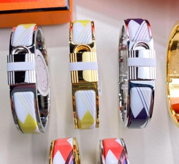 

12mm enamel clic bangle for women charm bracelets new version for girl multicolor4587095, Golden;silver