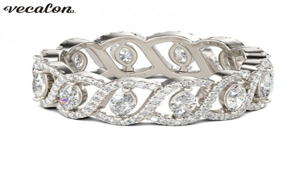 

vecalon promise flower ring 925 sterling silver 5a zircon cz engagement wedding band rings for women men jewelry gift7915299, Slivery;golden