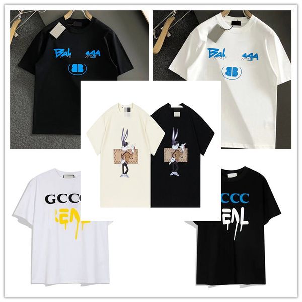 

designer t-shirt quality short sleeve fashion men's and women's short t-shirts couple model 100% cotton luxury men's hip hop, White;black