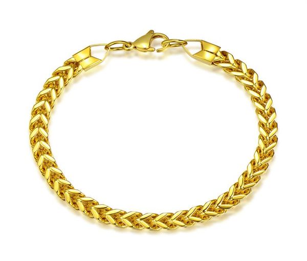 

316l stainless steel gold plated 4mm 6mm front back chain bracelet bangles fashion men039s party jewelry father brot1394929, Black