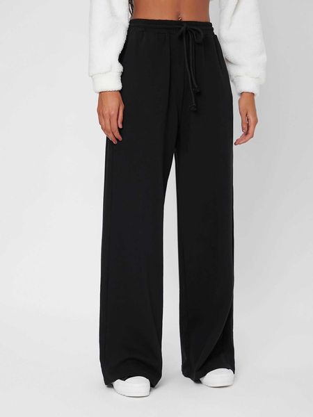 

women's tall solid drawstring waist wide leg sweatpants, White
