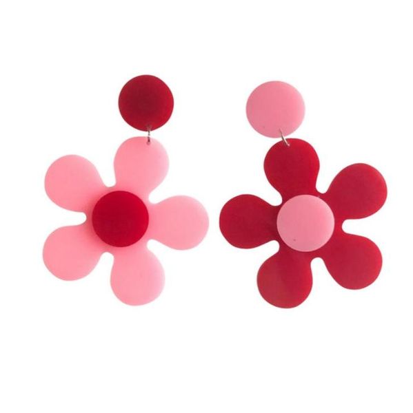 

acrylic large flowers dangle earrings for women trendy jewelry summer cute accessories7436743, Silver