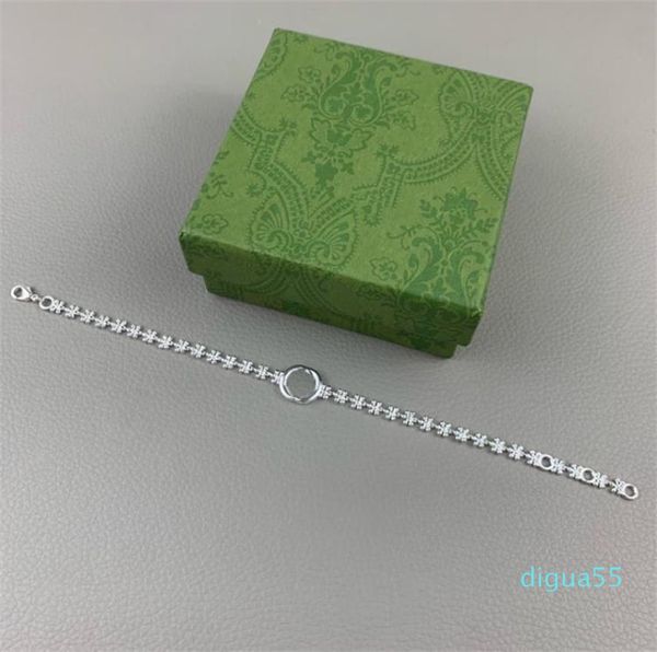 

womans 925 sterling silver bracelet fashion hand catenary lady luxurys designers bracelet silver link chain women jewelry letter3697396, Black