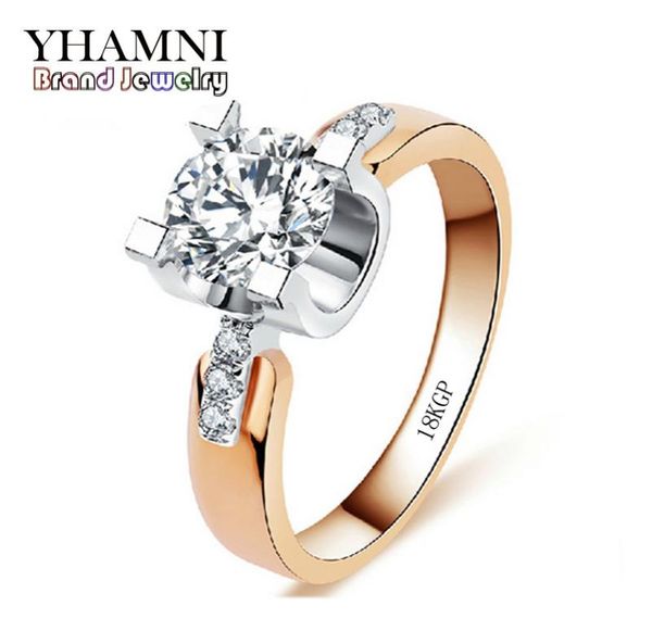 

yhamni brand jewelry have 18kgp stamp ring gold set 1 carat 5a sona diamond engagement wedding rings for women 18kr0155242299, Slivery;golden