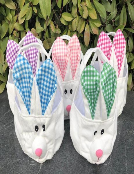 

2020 buggy bag easter handbags totes easter bunny basket bucket plaid long ear stuffed rabbit cute festival decor round basket pou2435178, Black