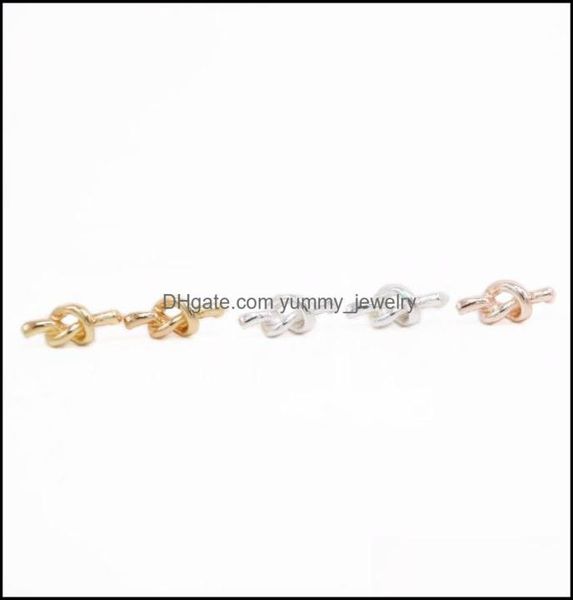 

fashion small knot stud earring cute style environmental protection material gold sier rose three color optional for women drop de1819687, Golden;silver