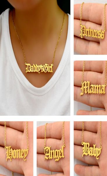 

fashion women 316l stainless steel ancient letter pendant necklace babygirl angle priness brat alphabet chain necklace jewelry gi3525377, Silver