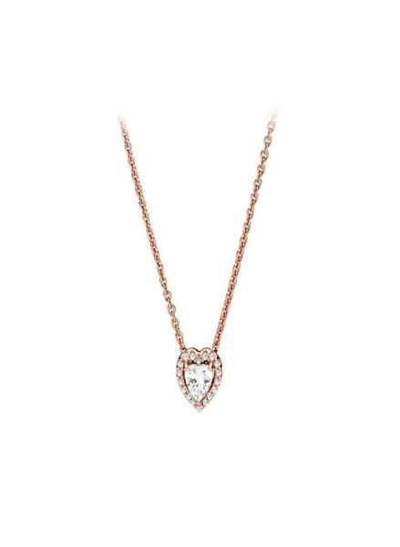 

925 sterling silver heart pendant necklace original box for cz diamond bright star chain necklace women and men set gifts5295808