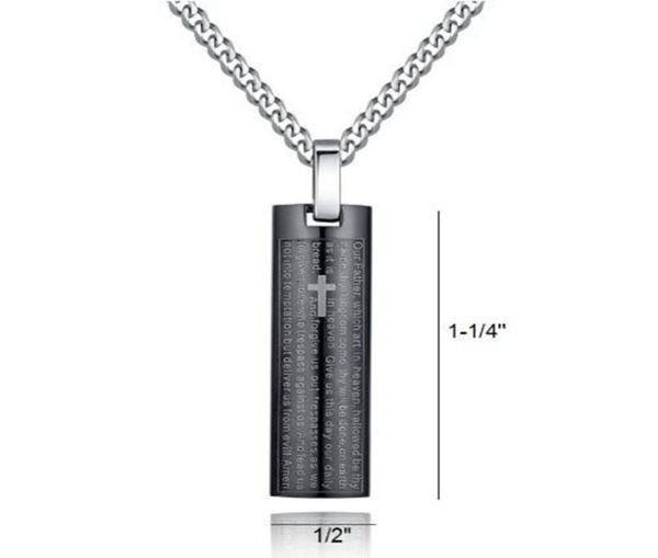 

new personality stainless steel black lord039s prayer in english and cross decorative with silver chain men039s fashion jewe2956181