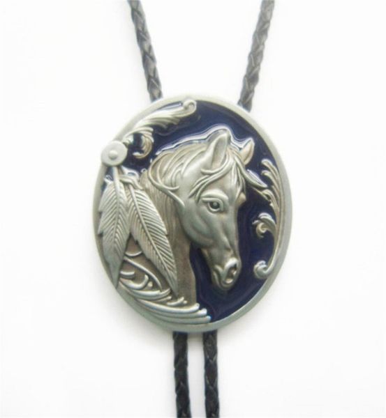 

men bolo tie new vintage blue enamel western horse head oval bolo tie wedding leather necklace bolotiewt057bl brand new in stock3089879, Red