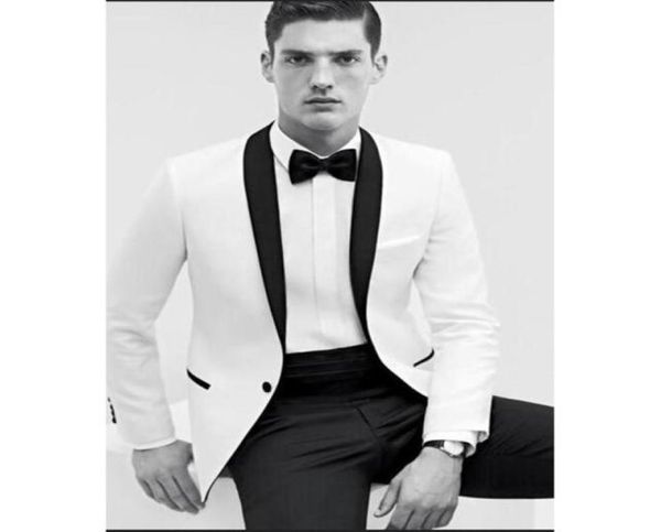 

new arrivals one button white groom tuxedos shawl lapel groomsmen man blazer mens wedding suits jacketpantstie d1096866166, Black;gray