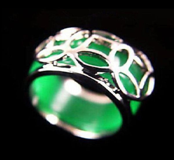 

emerald green jade silver coin fortune ring size 89012343534696