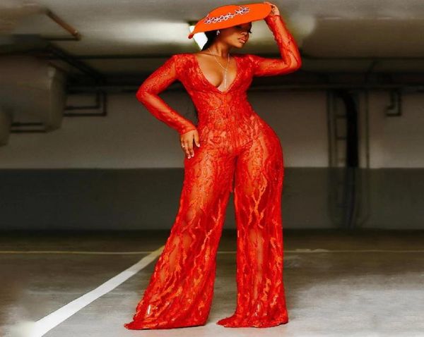 

designer red sequined jumpsuit sequin bodycon women deep v neck long sleeve evening party clubwears women039s jumpsuits 1598935, Black;white
