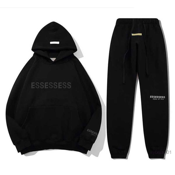 

essentail hoodie warm designer hoody mens1977 lovers suit hooded mens women streetwear pullover sweatshirts loose jumper reflective 1f4n, Black