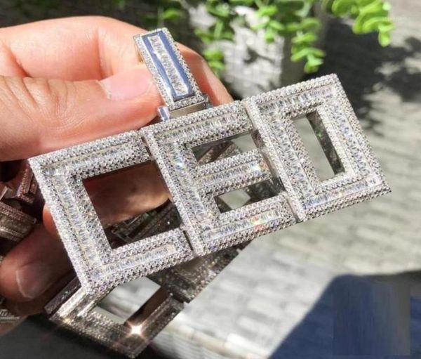 

chains 2021 iced out initial letter ceo pendant necklace with 5mm cz rope tennis chain choker necklaces for men boy hip hop jewelr8335058, Silver