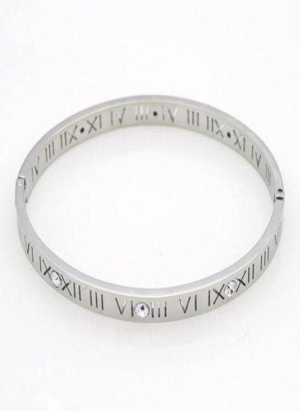 

fashion new stainless steel roman with diamond bracelet jewelry cuff 18k rose gold plate bangles bracelets for women love bracelet1328836, Black