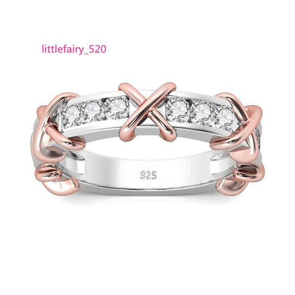 

band rings 2022 fall/winter new fine jewelry luxury rose gold rope ring ladies sterling silver 925 engagement moissanite rings women