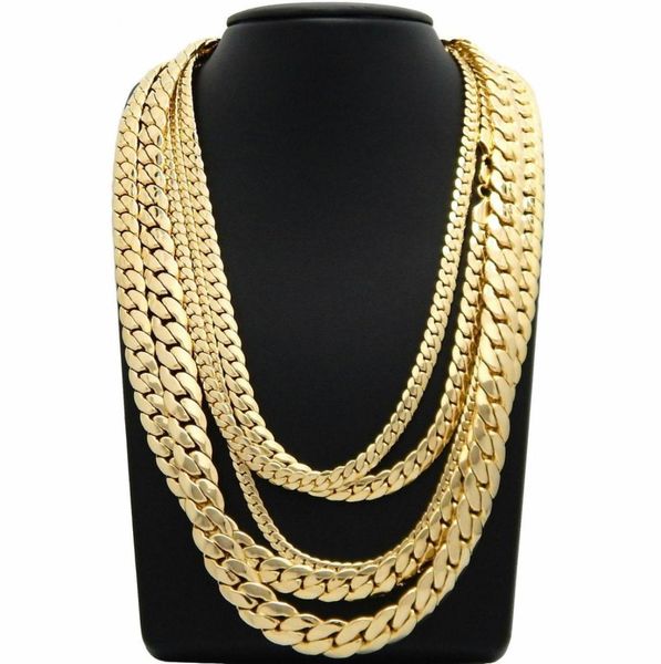 

miami cuban link chain 10mm necklace 14k gold gf 24quot0121954867, Silver