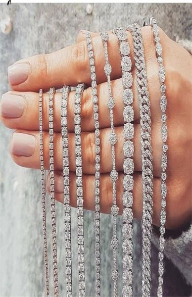

20 style sparkling luxury jewelry 925 sterling silver multi shape white z cz diamond gemstones women wedding bracelet for love3228576, Golden;silver