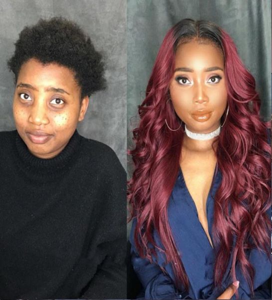 

ombre full lace wig braizlian hair burgundy two tone 1b 99j red color glueless lace frontfull lace wig brazilian hair wig5436130, Black;brown