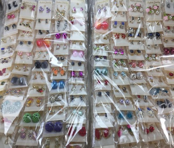 

whole lots women lady earring elegant crystal rhinestone ear stud earrings random mixed fashion pairs4024633, Golden
