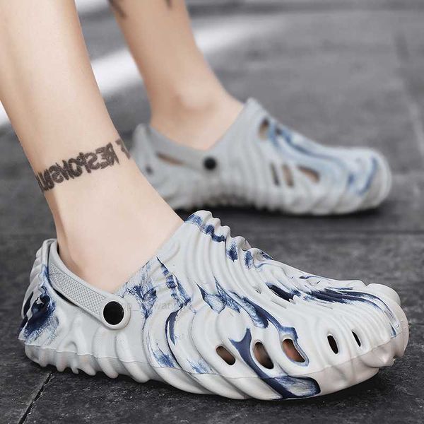 

fingerprint sandals trendy casual couple style slip resistant beach thick soles lightweight hole shoes cors ha691-1, Black
