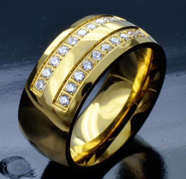 

men039s gold tone stainless steel cz wedding engagement ring band r276a sz10159364390, Golden;silver