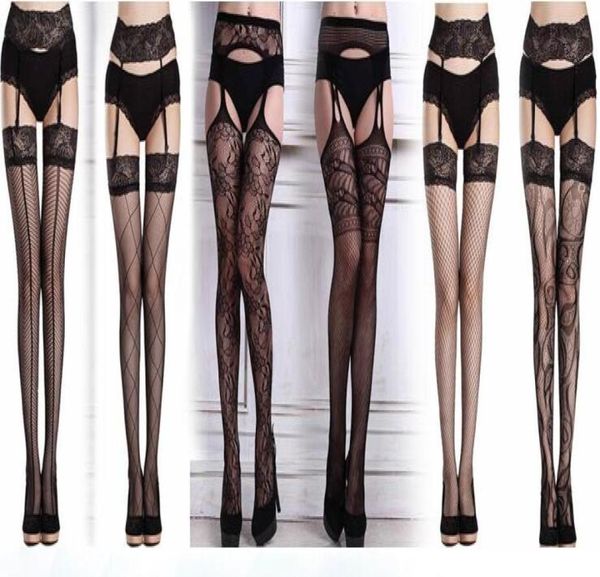 

lace harnesses fun stockings ultrathin long tube fishing net socks open crotch underwear temptation gaotong pantyhose5885711, Red;black