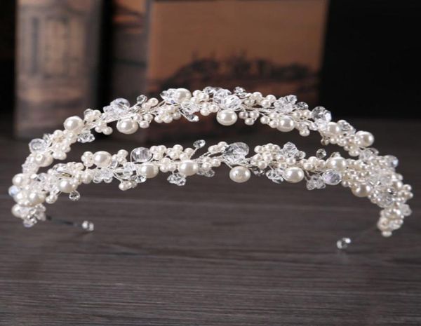 

bride headband tiara bridal crown handmade pearl double layer wedding headpieces9477615, Silver