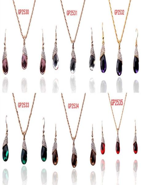 

14k yellow gold filled red garnet acrylic crystal necklace earring set9691750, Silver